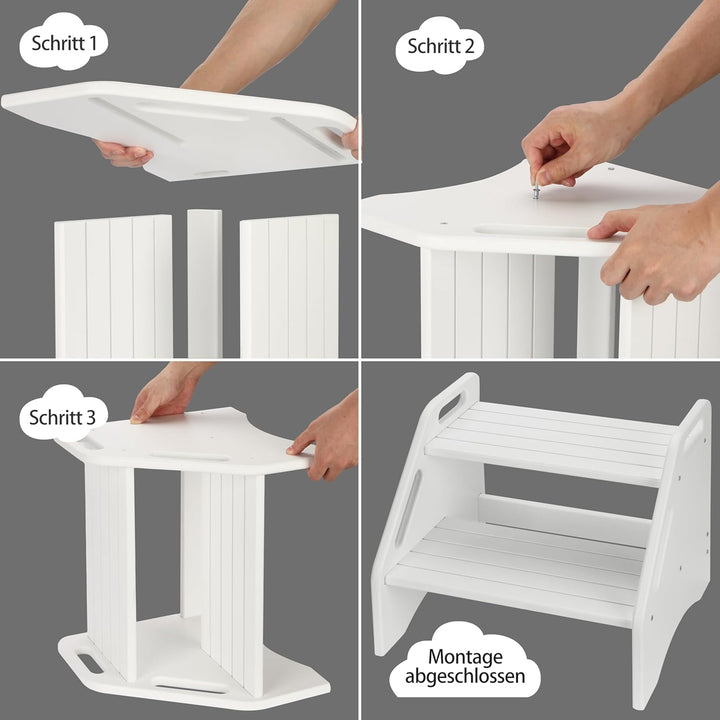 AMBIRD Zwei-Schritte-Trittstuhl für Kinder, stabile 136 kg Tragkraft, mit Sicherheits-Anti-Rutsch-Pa