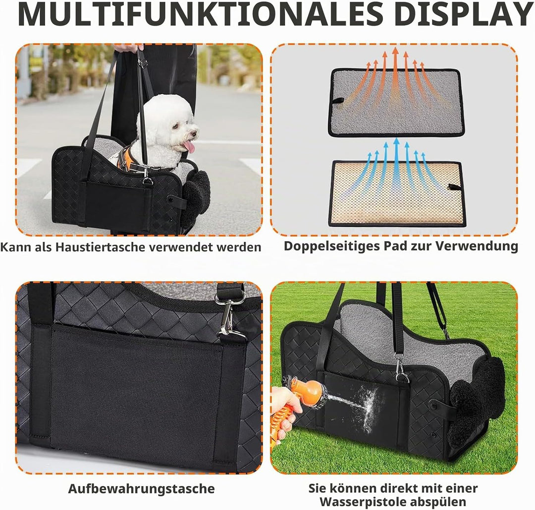 Hunde Autositz, Hundesitz Auto, für kleine bis mittlere Hunde, Rutschfester Hundeautositz mit Sicher