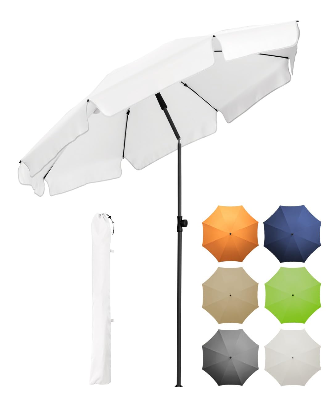 FARE Sonnenschirm Gr. M mit Volant - 180 cm Durchmesser - UV-Schutz 50+ für Balkon Garten Terrasse S