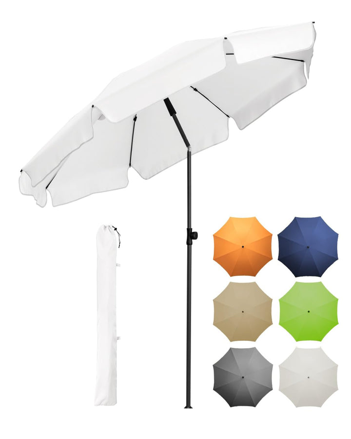 FARE Sonnenschirm Gr. M mit Volant - 180 cm Durchmesser - UV-Schutz 50+ für Balkon Garten Terrasse S