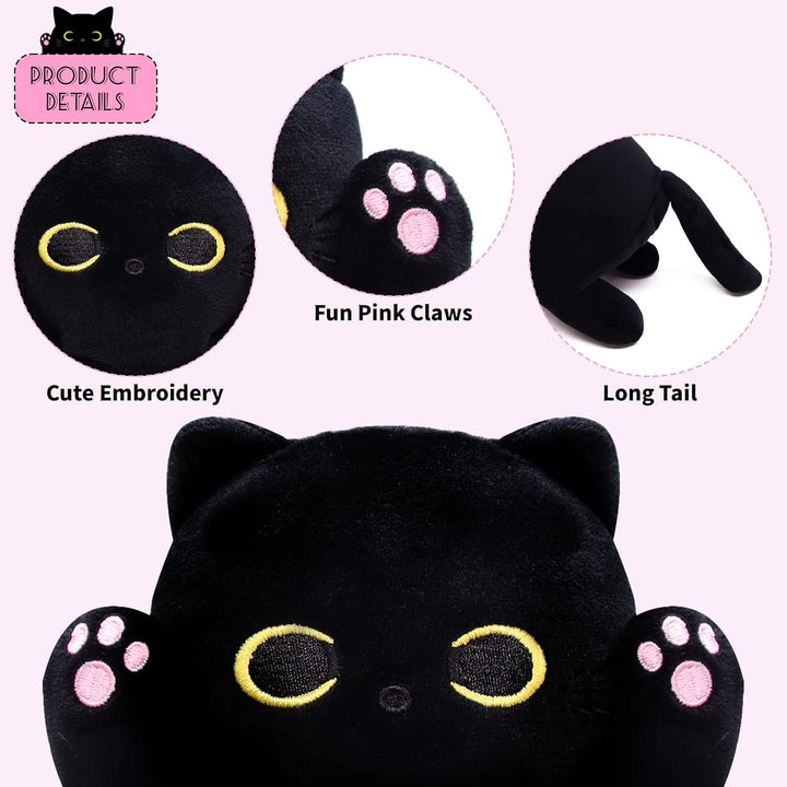MUFEIRUO Lange Katze Kuscheltier Katzen Plüsch, Stofftiere Katzen Schwarze Plüsch Kissen, Stofftier