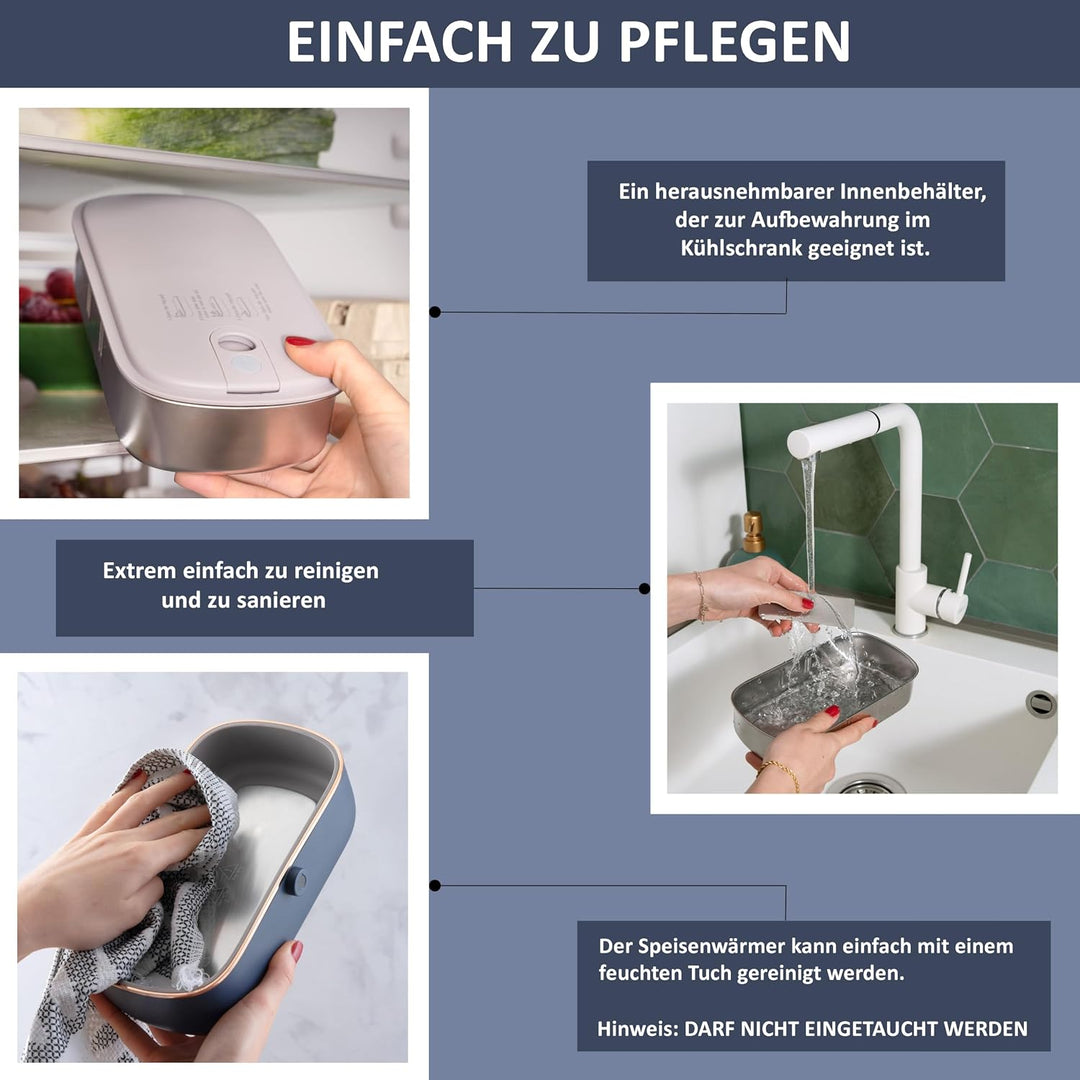 Bella Epoca: Elektrische Tragbare Heizbox – Elegante Wärmende Lunchbox. Elektrische Lunchbox mit 2 F