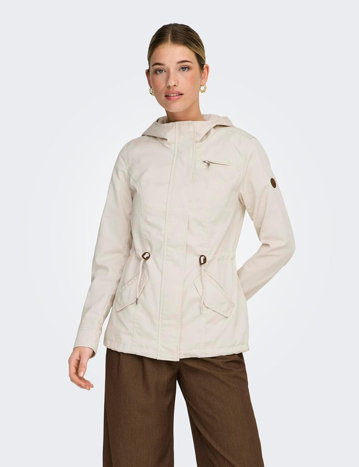 ONLY Damen Übergangsjacke ONLLorca Canvas Parka leichte Jacke mit Kapuze XS Moonbeam, XS Moonbeam