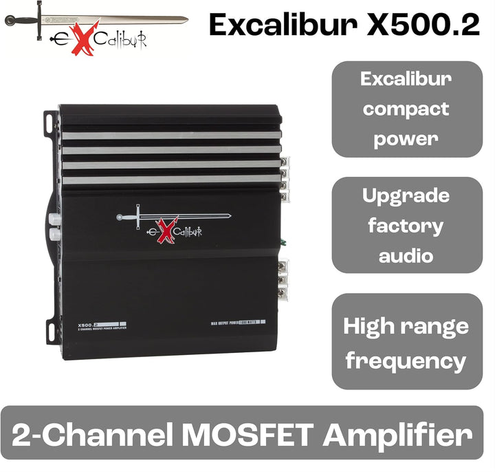EXCALIBUR X500.2 MOSFET 2-Kanal Auto-Verstärker 1000 Watt Single, Single