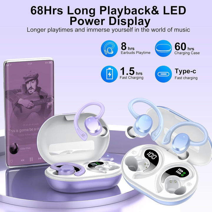 Bluetooth Kopfhörer Sport, In Ear Kopfhörer Kabellos Bluetooth 5.4 Kabellose Kopfhörer mit 4 Mic, 20