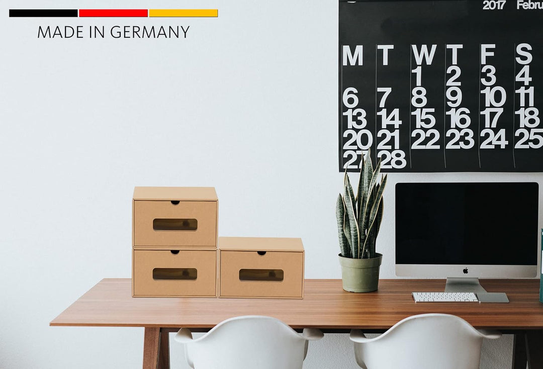 BigDean 10er Boxen-Set mit Schublade & Sichtfenster - Pappkarton aus Kraftpapier - Schuhbox Spielzeu