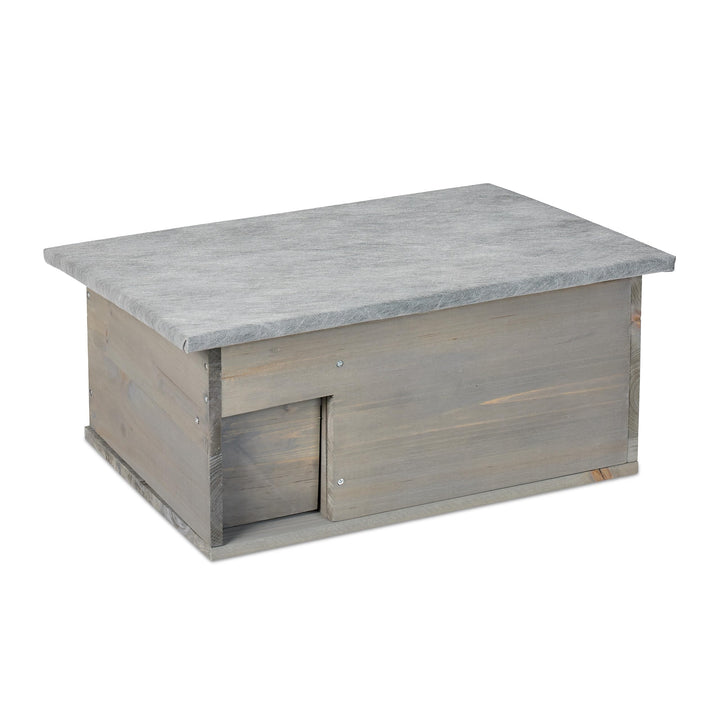 Relaxdays Igelhaus, Bausatz, Igelbau mit Boden, Rattenklappe &amp; Labyrintheingang, Holz, HxBxT: 21 x 4