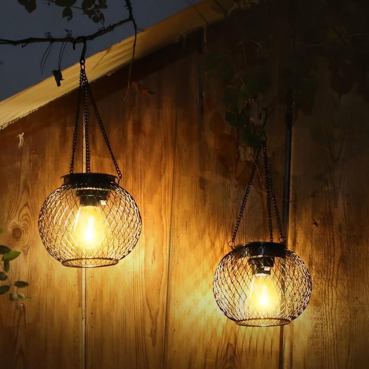 Solarlampen für Aussen, Ortiny 2 Stück IP65 Wasserdicht Metall Solarlampen für Aussen Garten Christm