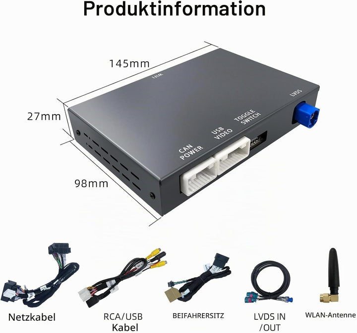 EZoneTronics Wireless CarPlay &amp; Android Auto Retrofit Kit Decoder für Audi A4/A5/Q5 2008-2018 mit MM