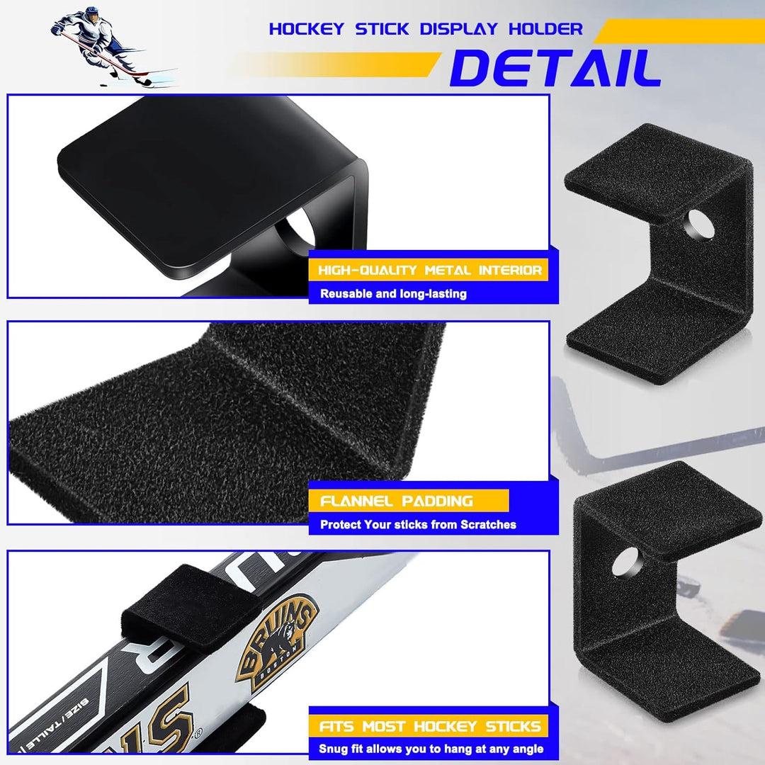 6 Stück Hockeyschlägerhalter schwarz Hockeyschläger Display Aufhänger Eishockeyschläger Wandhalterun