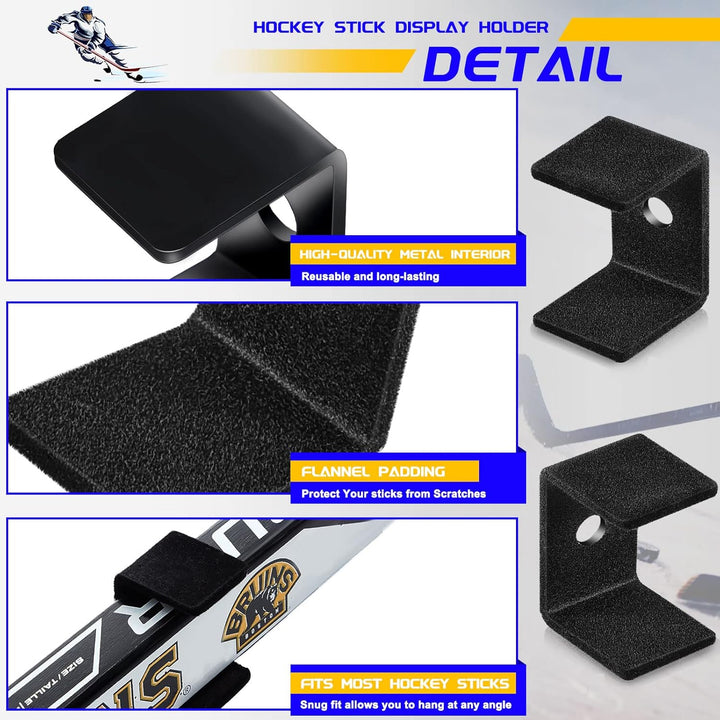 6 Stück Hockeyschlägerhalter schwarz Hockeyschläger Display Aufhänger Eishockeyschläger Wandhalterun