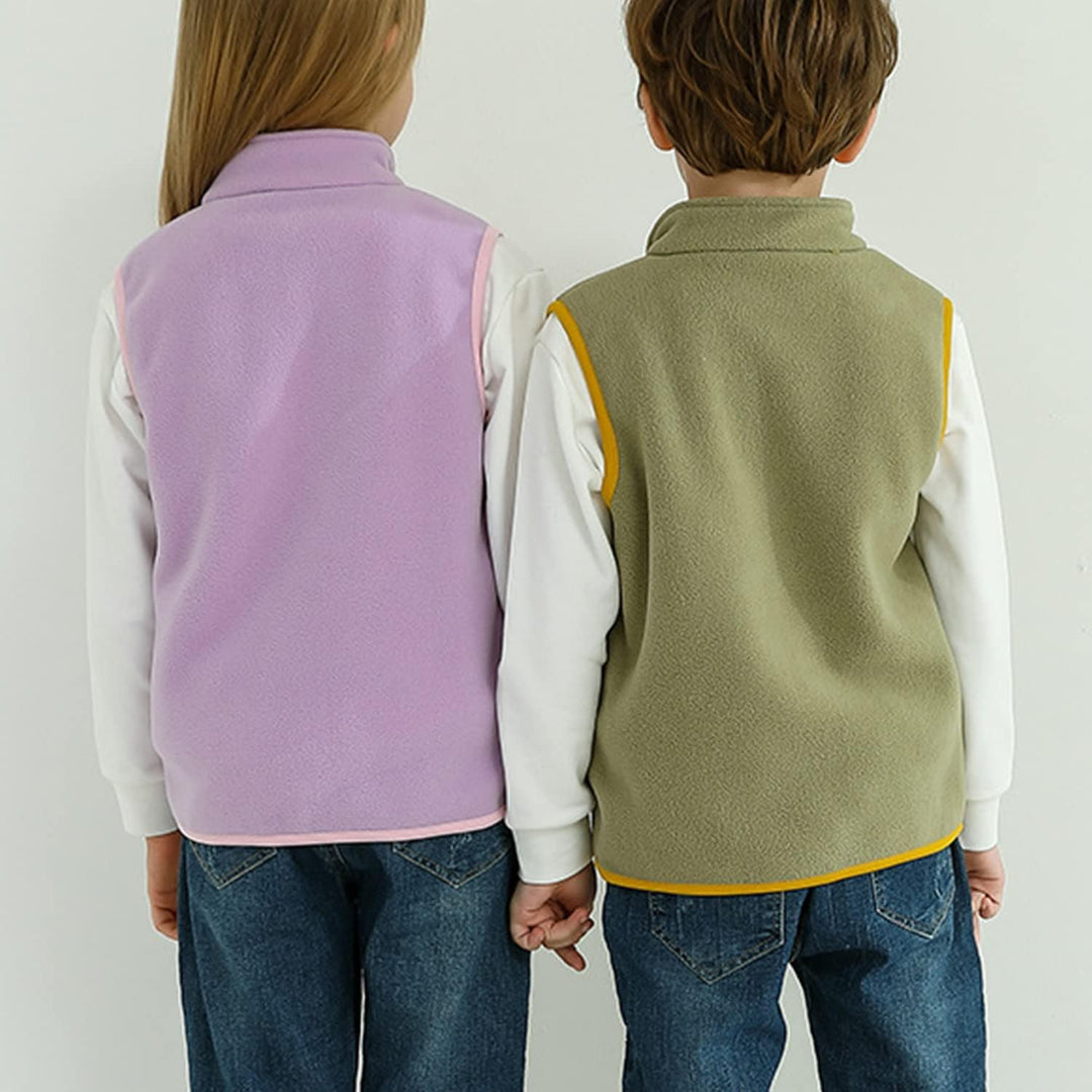 ANIMQUE Kinder Jungen Mädchen Fleeceweste Stehkragen Reissverschluss Doppellagiges Polar Fleece West