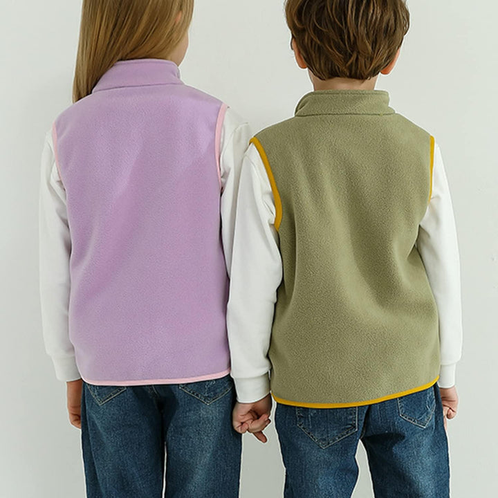 ANIMQUE Kinder Jungen Mädchen Fleeceweste Stehkragen Reissverschluss Doppellagiges Polar Fleece West