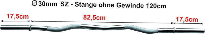 Lisaro SZ Hantel Curlstange 120cm mit Federverschlüssen | Standardnorm gerändelt und verchromt | Sch