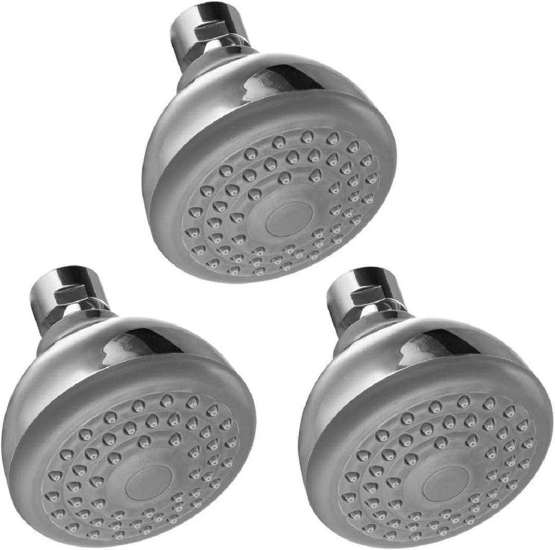 3x Duschkopf Brausekopf mit Antikalk - Düsen Wand, hochwertig verchromt 1/2 Zoll, 3