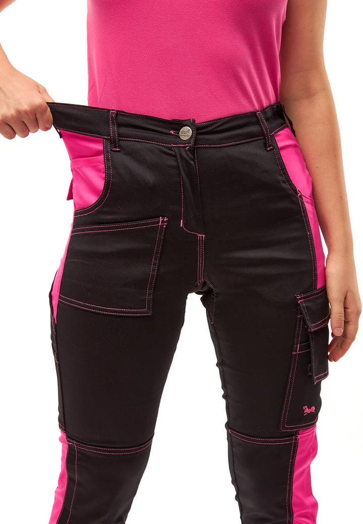 strongAnt Damen Arbeitshose komplett Stretch für Frauen Bundhose mit Kniepolstertaschen Schwarz Grau