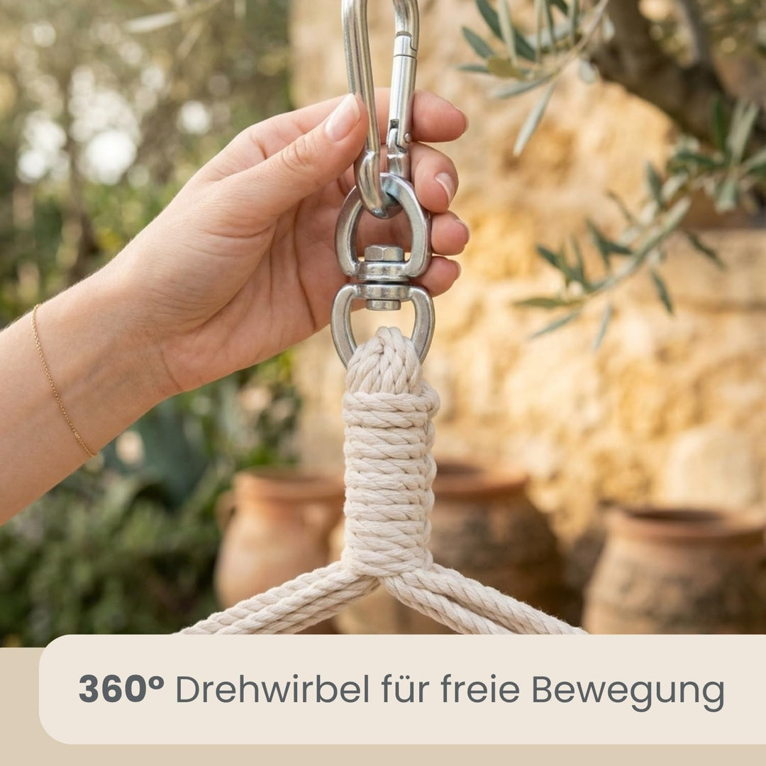 AMANKA XXL Hängesessel 185x130cm für Garten, Balkon & Terrasse - Schwebesessel Belastbar bis 150kg -