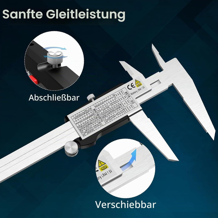 Housolution Digitaler Messschieber 8 Zoll, Messschieber mit grossem LCD-Bildschirm, 4 Messwege, Zoll