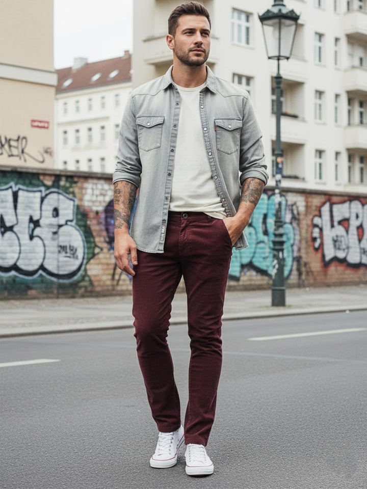 Rock Creek Herren Chino Hose Slim Fit Business Hosen RC-2154 29W / 30L Weinrot, 29W / 30L Weinrot