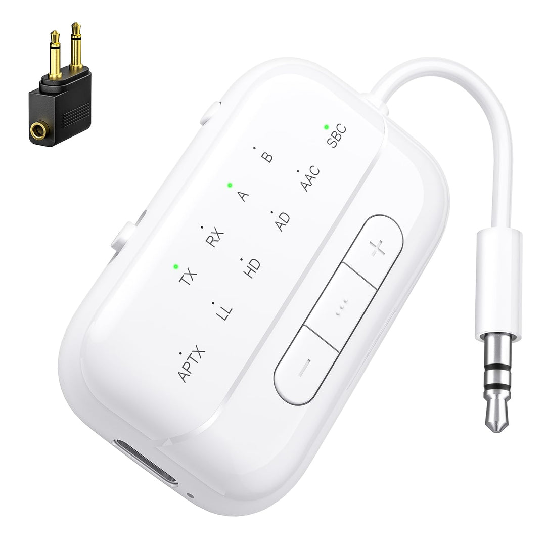 SONRU Bluetooth Transmitter 5.3 Airfly Adapter Flugzeug Gadgets, 2 in 1 Bluetooth Sender Empfänger A