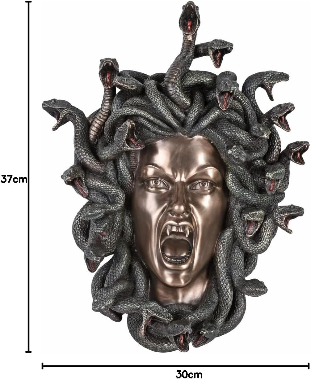 Medusa Kopf in Schlangenkrone Gorgone Büste Frauenkopf Wandfigur Veronese Vampir wu77091V4 Palazzo E