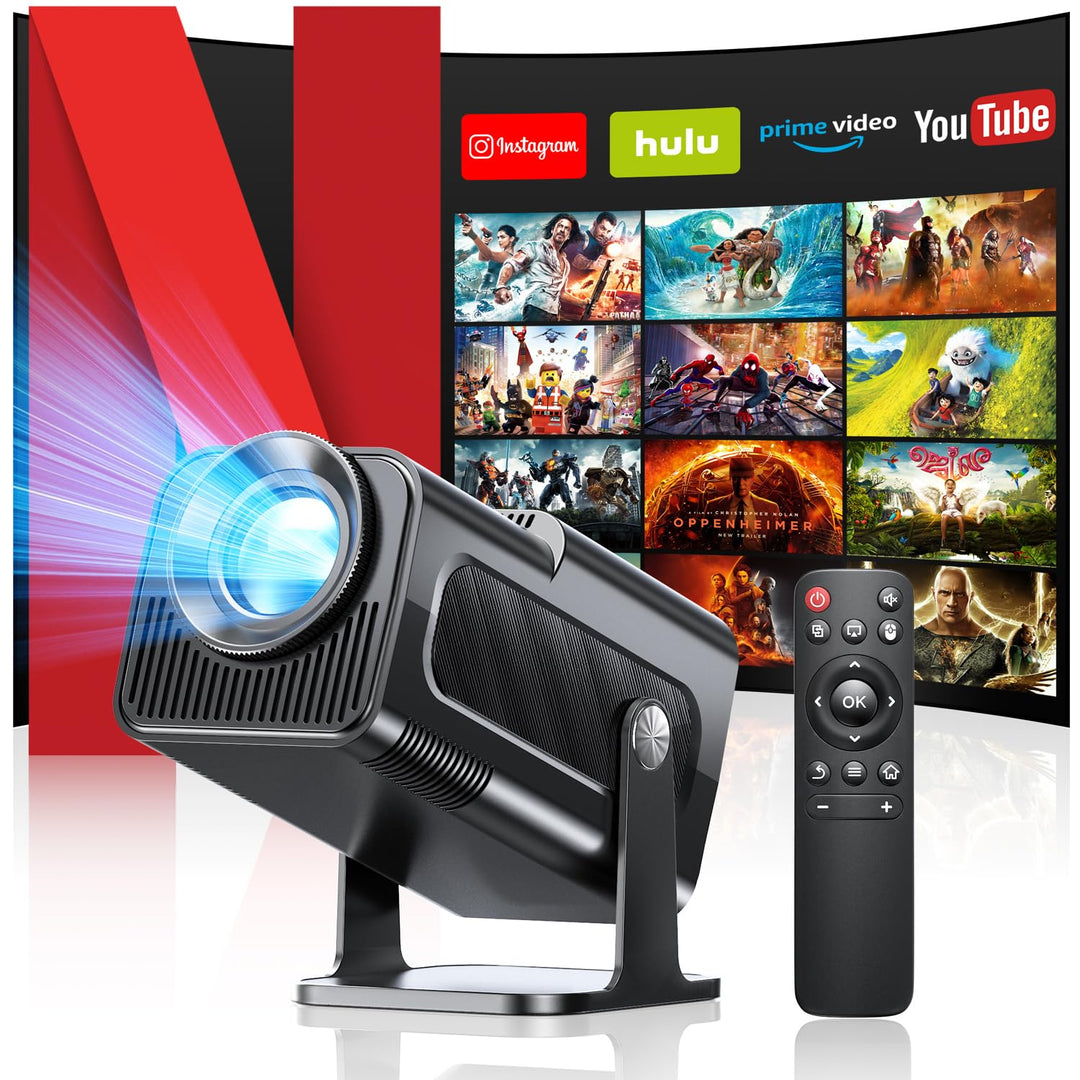 Mini Beamer 4K, Full HD 1080P Mini Projektor, WiFi 6 und Bluetooth 5.4 Auto Vertikale Trapezkorrektu