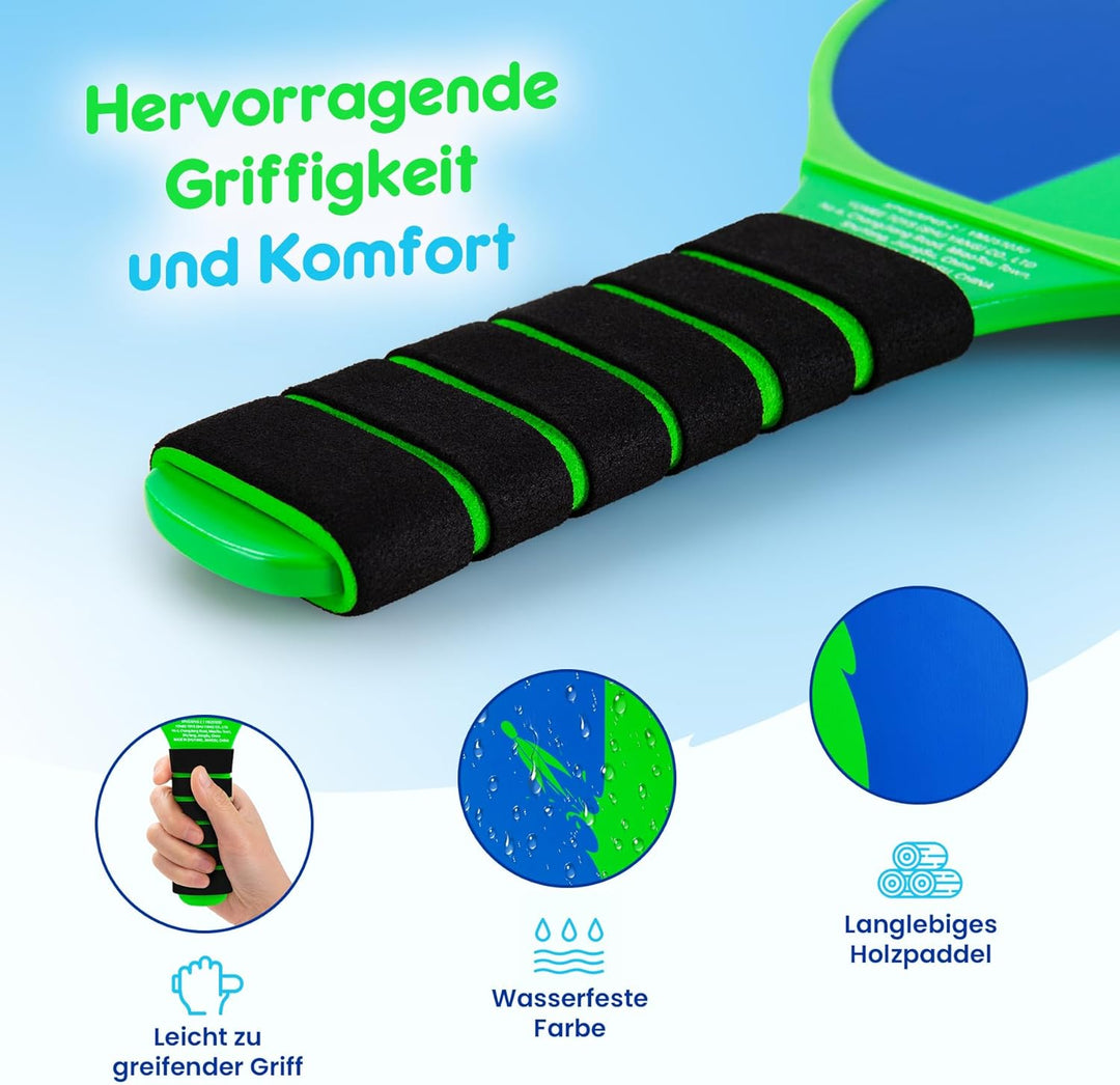 U&C Planet Beachball Set Strandtennis Set Paddle Ball Spiel Klettballspiel Strandschlägerset für Kin