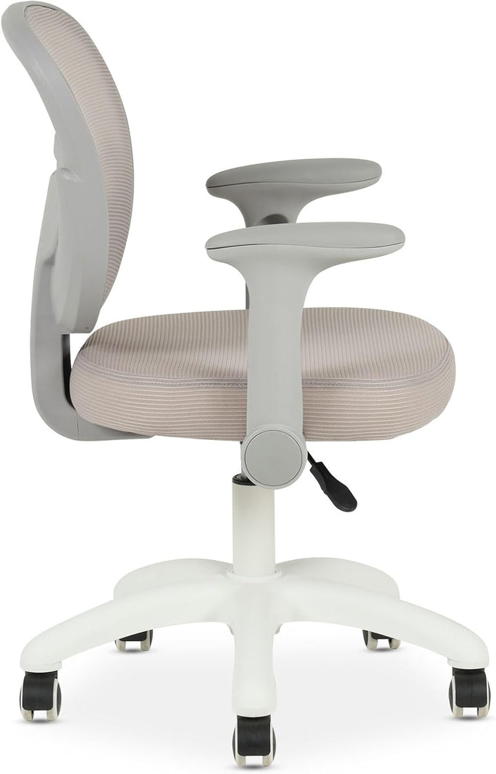 IDIMEX Kinderdrehstuhl Amelia höhenverstellbar mit Armlehnen in grau & beige - Ergonomischer Kinder-