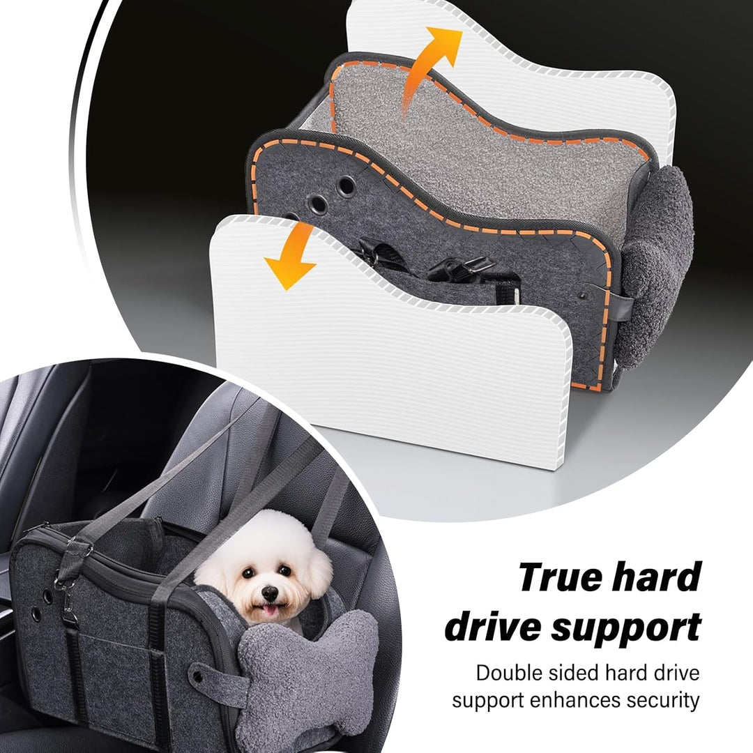 Hunde Autositz für kleine Hunde, Hundeautositz Hundesitz Auto Mittelkonsole mit Sicherheitsgurt, Ver