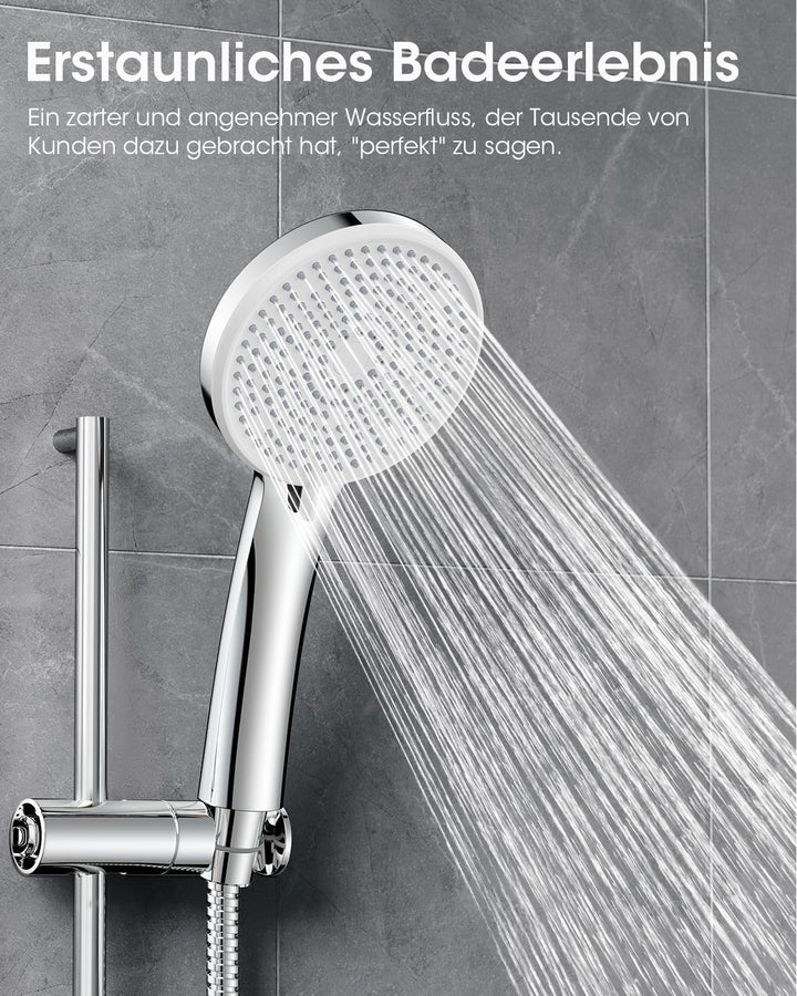 FASDUNT Duschkopf mit Schlauch 2M Wassersparend Duschkopf (Wassereinsparung von 49%), 5 Strahlarten,