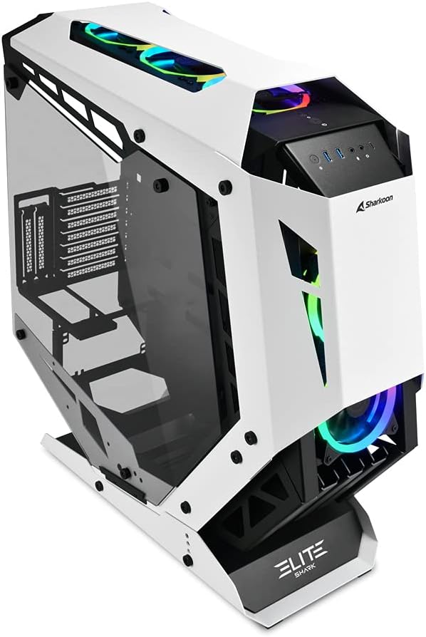 Sharkoon Elite Shark CA700, massives Design-PC-Gehäuse, ARGB, PCIe-Riser-Kabel zur vertikalen Grafik