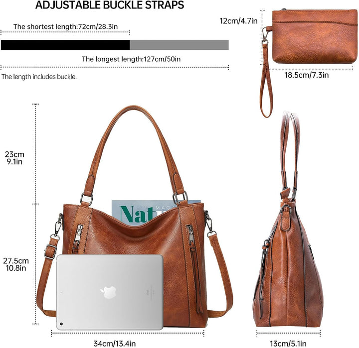 Long Keeper Handtasche Damen Gross - Tote Bag Shopper Damen Leder Umhängetasche Damen Schultertasche