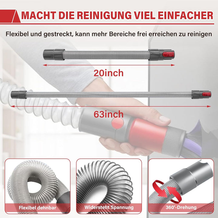 2 Stück Rückstandsloser Staubpinsel Staubsauger Zubehör Set, für Dyson Schlauch Adapter, für Dyson V