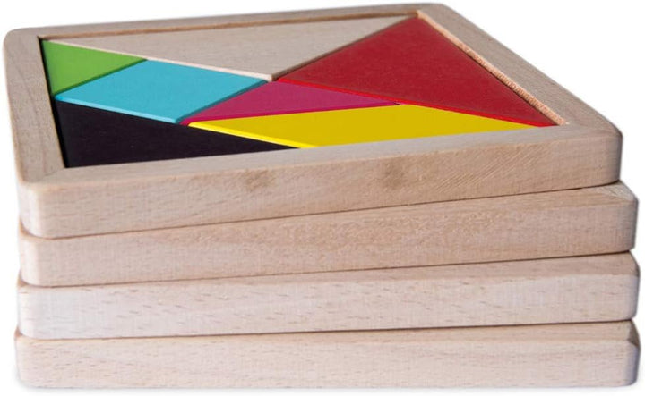 Remember TG1 Tangram Challenge – Legespiel aus Holz für Kinder und Erwachsene (4er Set)