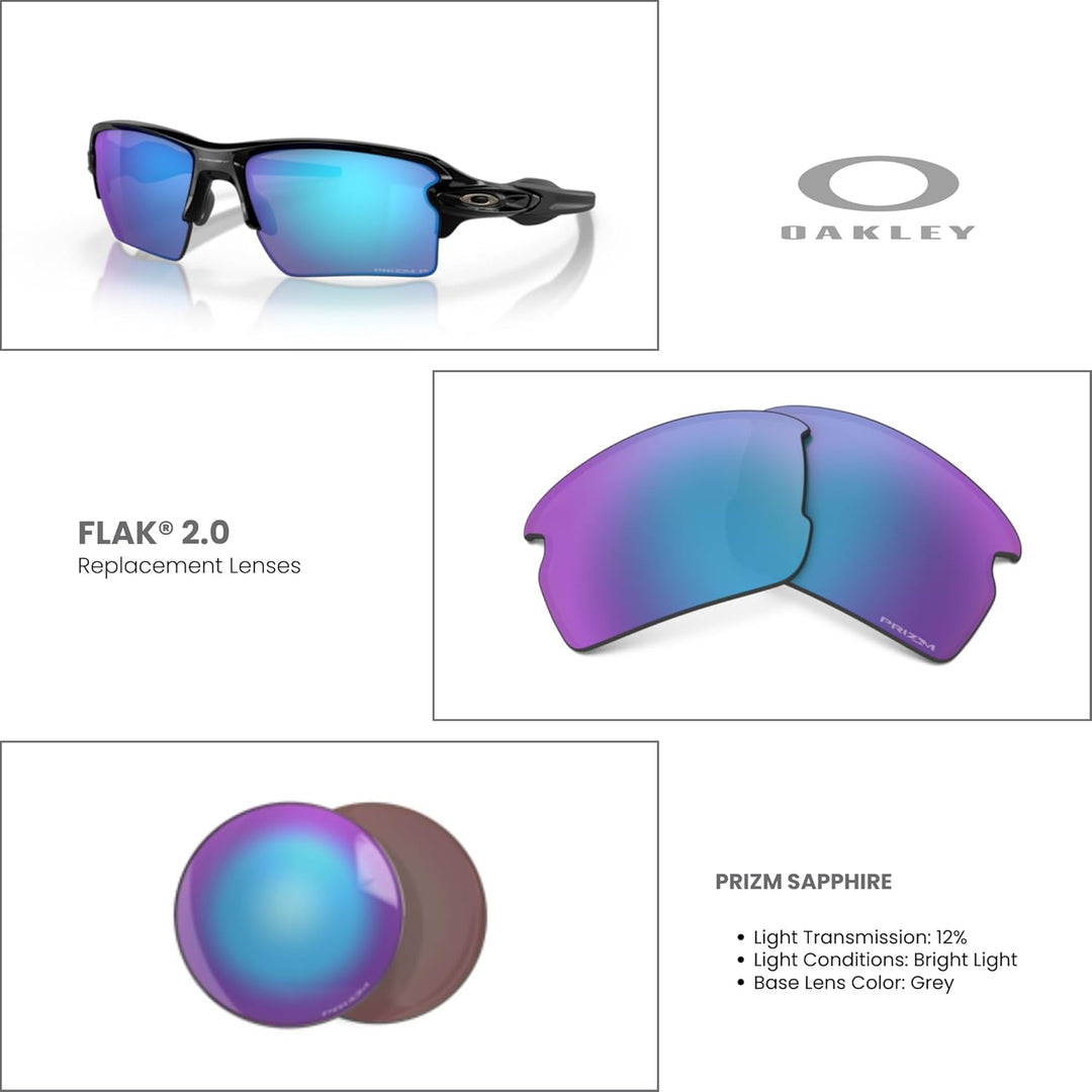Oakley Original Flak 2.0 OO9295 Ersatzgläser für Damen und Herren, inklusive Oakley Mikrofasertuch T