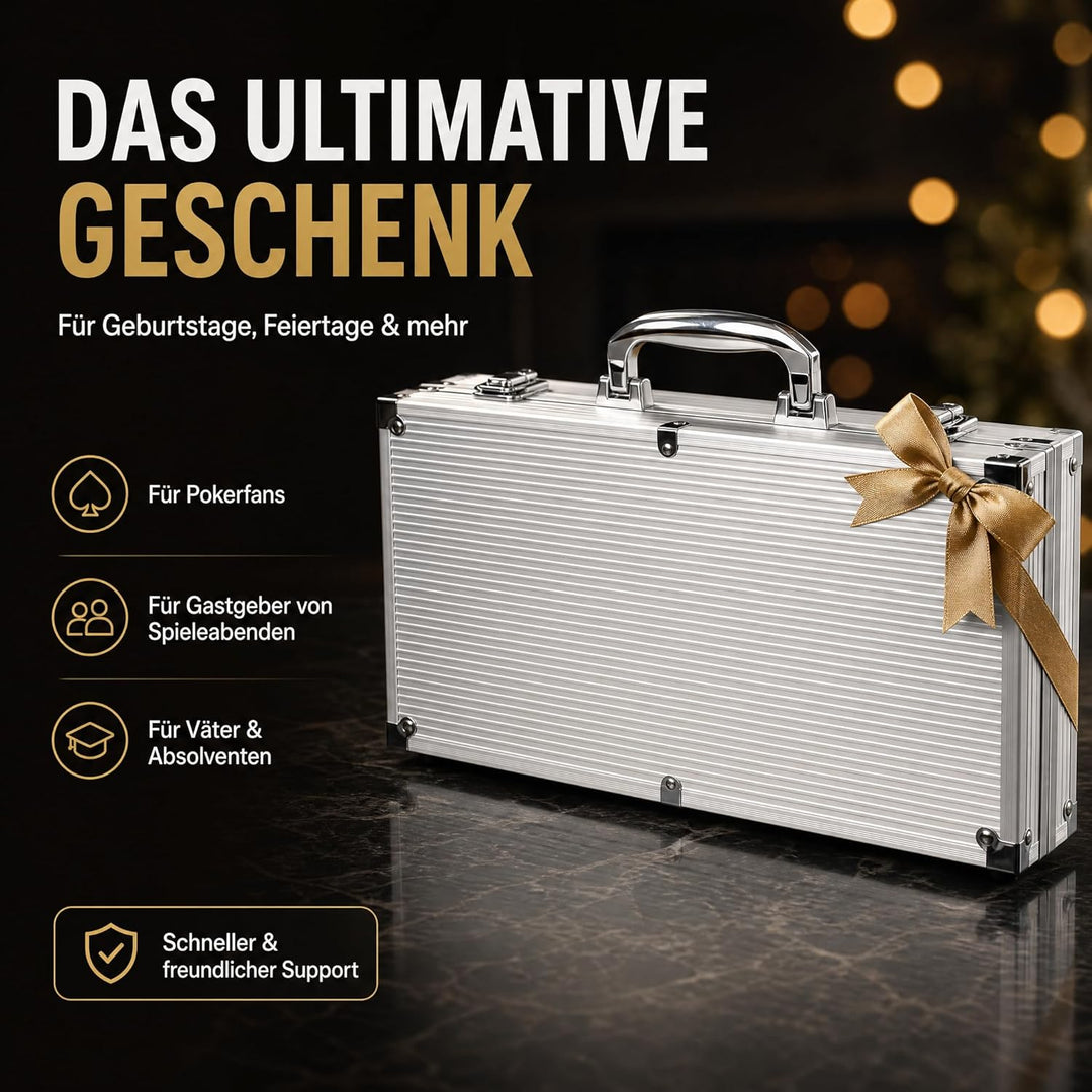 Pokerchips-Set mit Wertangaben, 500 Stück, 11,5 Gramm, nummerierte Chips mit Aluminiumkoffer, von $1