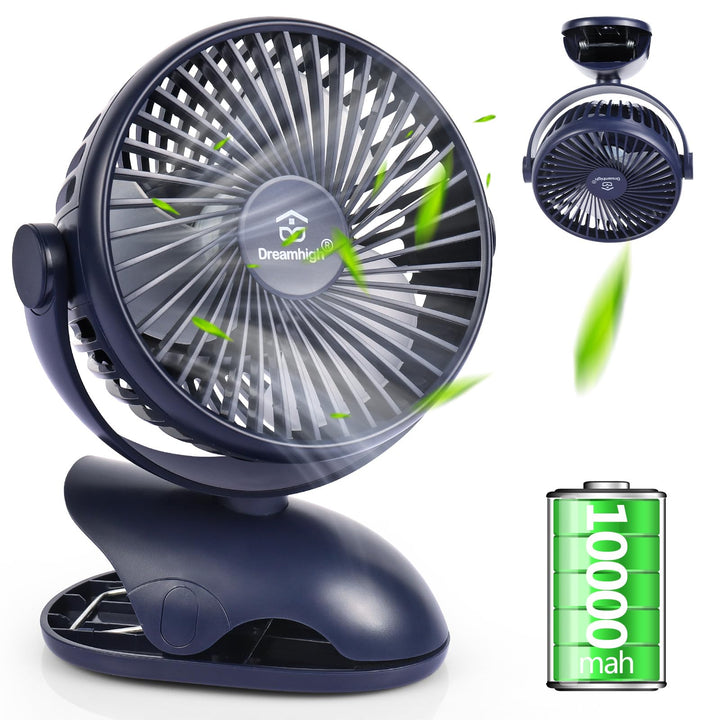 Dreamhigh® USB Ventilator 10000mAh, Maximale Akkulaufzeit 35 Stunden, 360° Drehung Mini Ventilator A