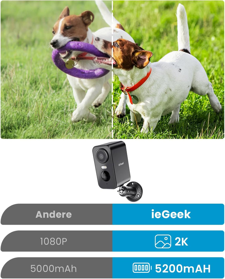 ieGeek 2K Überwachungskamera Aussen Akku Kabellose WLAN Überwachungskamera aussen/innen mit farbige
