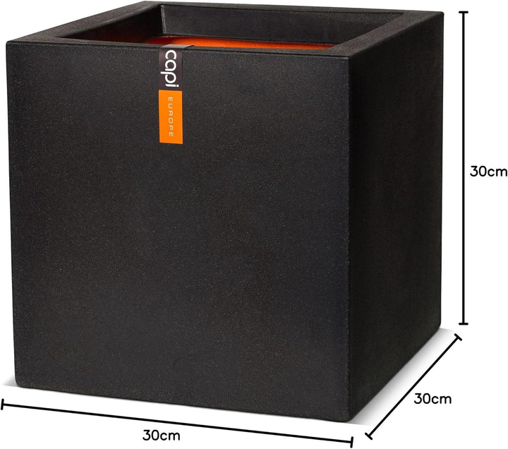 Capi Europe - Blumentopf quadratisch Smooth NL - 30x30 - Schwarz - Öffnung Ø24 - Blumentopf für den
