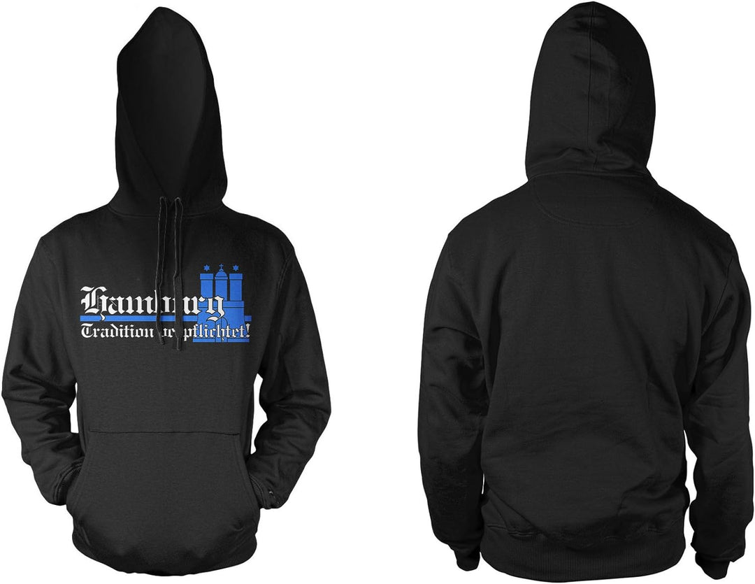 Hamburg Tradition Männer und Herren Kapuzenpullover | Fussball Ultras Geschenk | Front (XL, Schwarz)