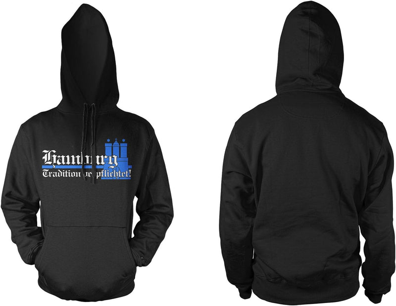 Hamburg Tradition Männer und Herren Kapuzenpullover | Fussball Ultras Geschenk | Front (XL, Schwarz)
