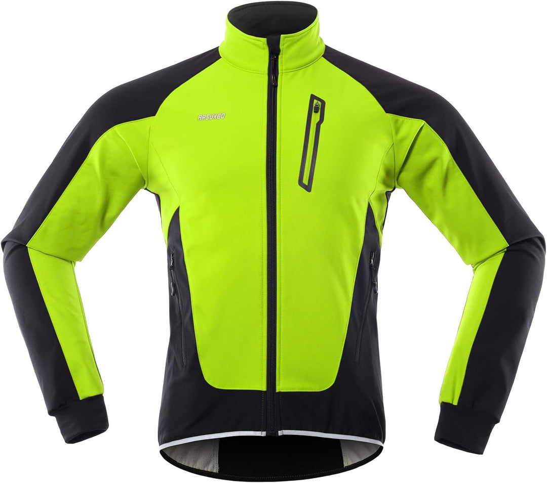 ARSUXEO Herren Winter Fahrradjacke Thermo-Vlies Softshell MTB Fahrrad Outwear Winddicht Wasserdicht