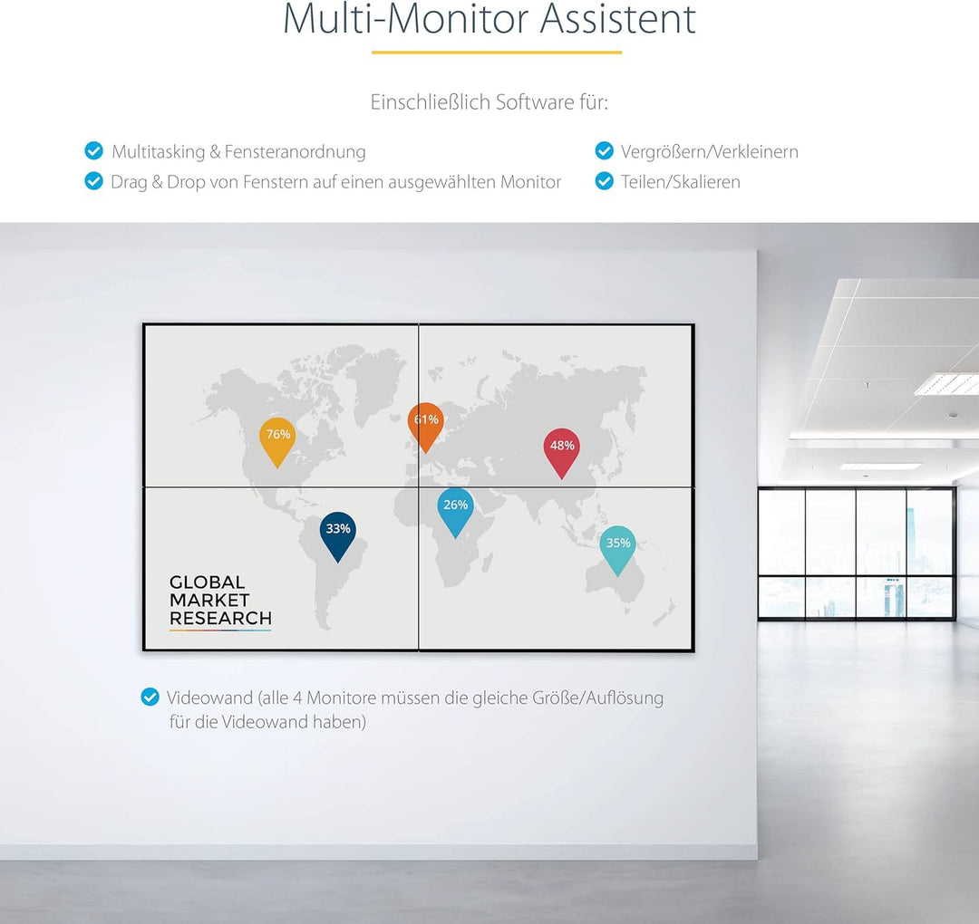StarTech.com USB-C auf 4x HDMI Adapter - Externe Video- und Grafikkarte - USB Type-C auf Quad HDMI D