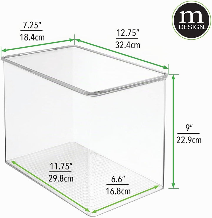 mDesign stapelbare Aufbewahrungsbox aus Kunststoff – Regalbox mit Klappdeckel für Stifte, Basteluten