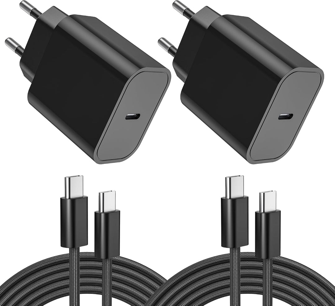 2-Pack 25W iPhone Ladegerät, USB C Stecker Schnellladegerät mit Kabel 2M, Netzteil für iPhone 17/17