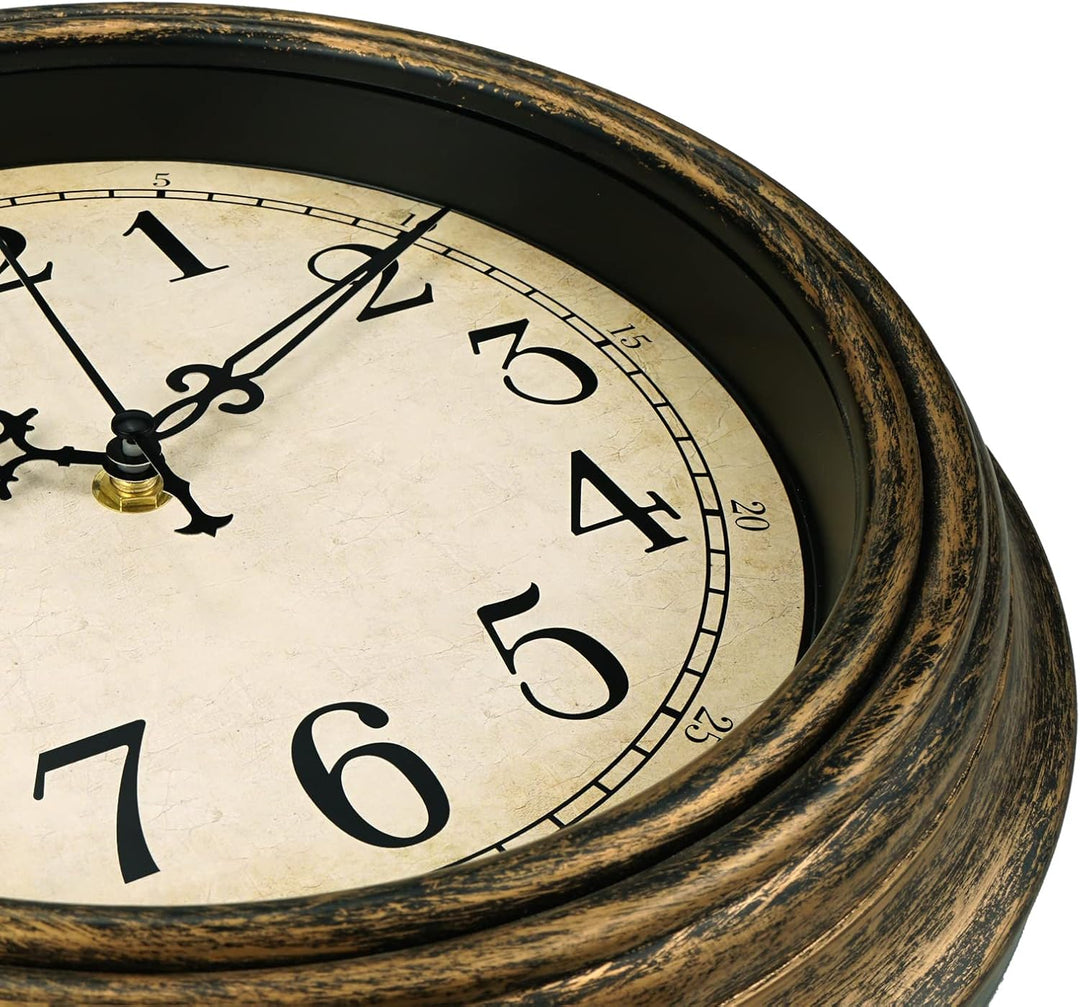 Plumeet Wanduhr Klassisch 25cm Ruhige Retro Wanduhr ohne Tickgeräusche für Wohnzimmer - Schlafzimmer