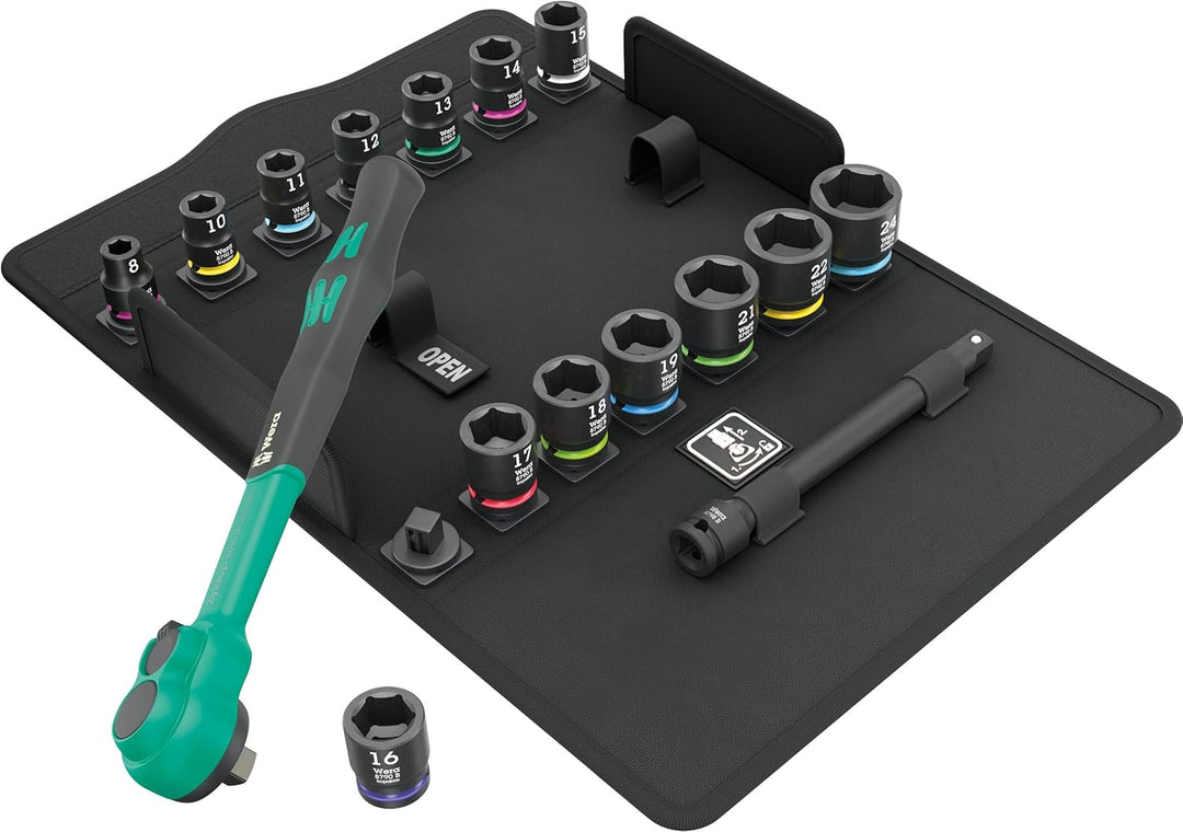 Wera 05005530001 8100 SB 12 Zyklop Comfort Knarrensatz & 05022210001 950/9 Hex-Plus Multicolour HF 1