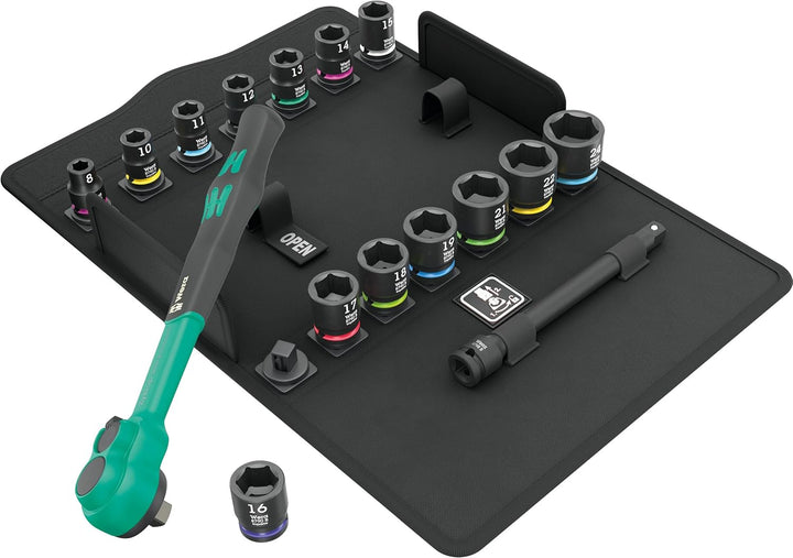 Wera 05005530001 8100 SB 12 Zyklop Comfort Knarrensatz & 05022210001 950/9 Hex-Plus Multicolour HF 1