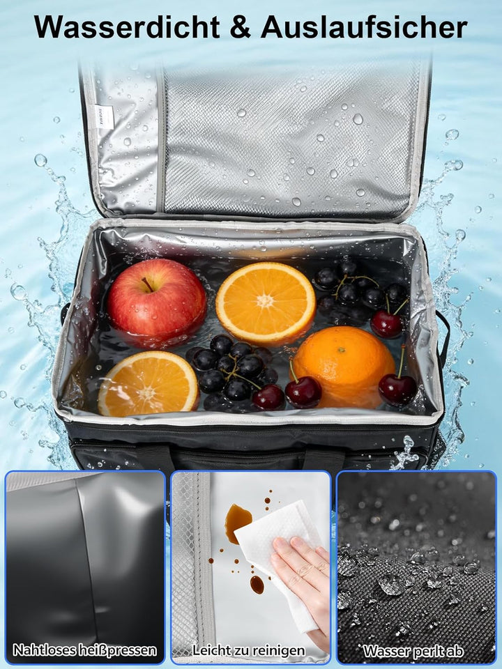 Kühltasche Gross 33L – Faltbare Isoliertasche für 50 Dosen, 8-12 Std. Kühlung, Wasserdicht & Auslauf