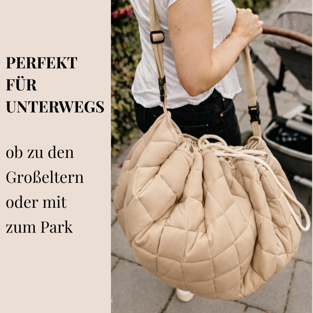 Krabbeldecke rund 110cm – Extra Weich, Dick Gepolstert, Waschbar, Schadstofffrei, Spieldecke für unt